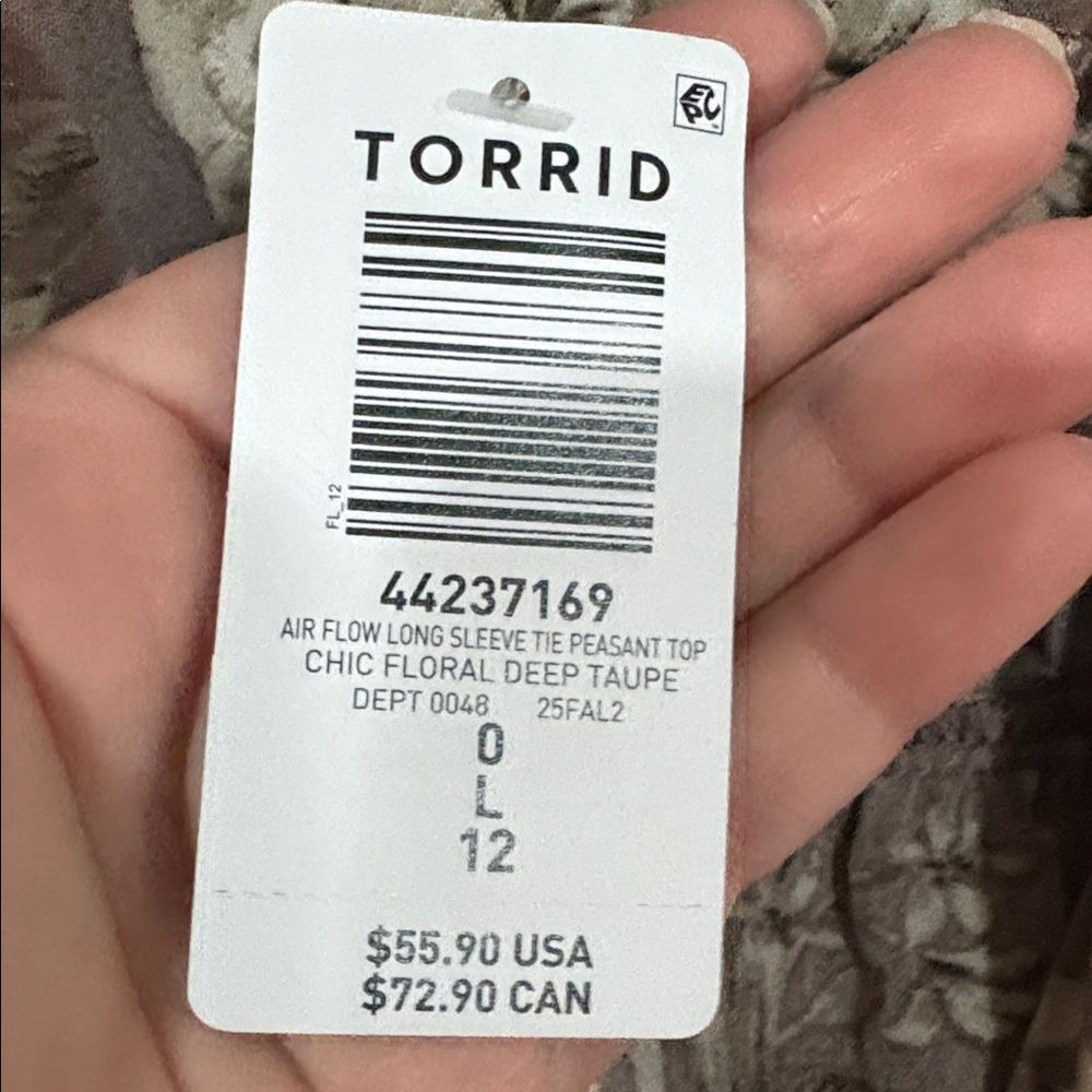 Torrid Flowy Floral Peasant Top with Tie detail - Picture 6 of 6